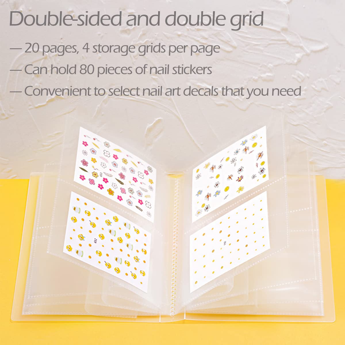 80 Slot Nail Art Sticker Storage Book - Nail Decals Organizer & Display - DIY Nail Art Design Tools