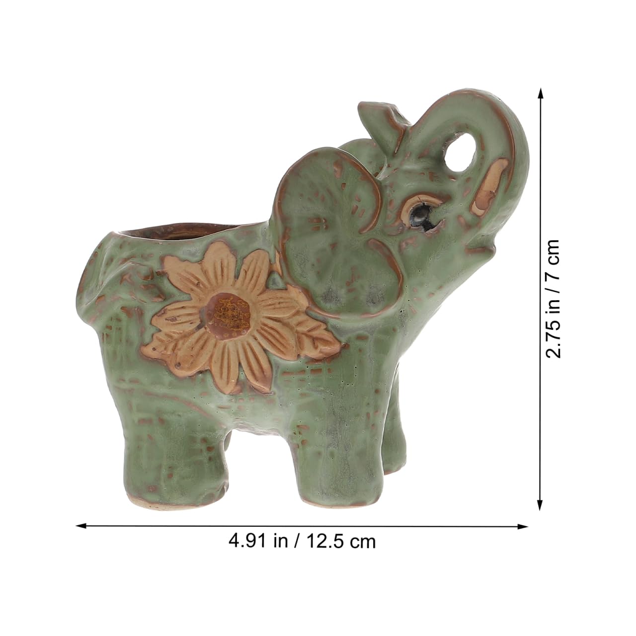 HANABASS 2Pcs Small Ceramic Elephant Planter Green Retro Flower Pots for Succulent Plants Small Cactus Holders Decorative Animal Plant Pots for Indoor Outdoor