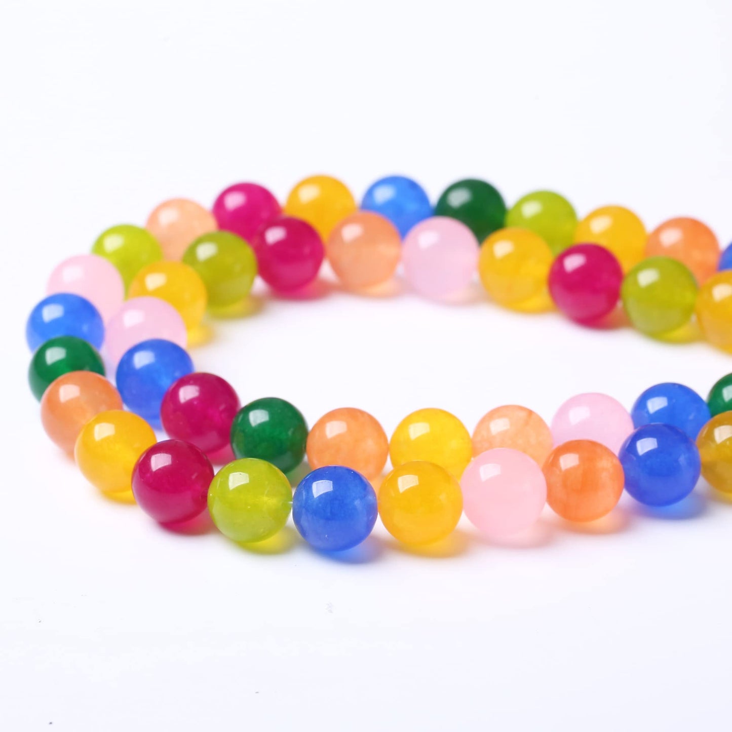 10MM Colored Agate Beads Round Loose Beads Natural Gem Beads Crystal Energy Stone Beads for Jewelry Making DIY Bracelet Necklace