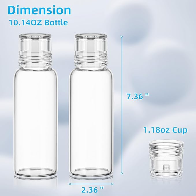 VITVITI Glass Mouthwash Dispenser for Bathroom, 10 OZ Mouth Wash Container Bottle with Lid Cup, Countertop Small Clear Refillable Mouthwash Dispensers Decanter (White)