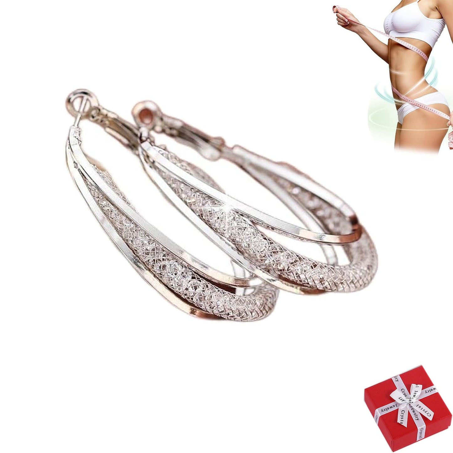 Lymphatic Fashion Oval Earrings,Lymphatic Activity Hoop Earrings (Silver)