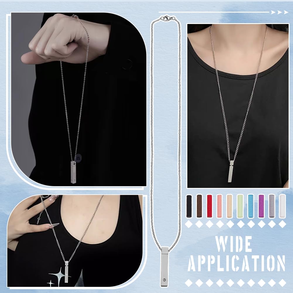 FINGERINSPIRE Rectangle Essential Oil Necklace with 10Pcs Fibre Perfume Pads 20.28 inch Aromatherapy Diffuser 304 Stainless Steel Diffuser Scent Perfume Necklace Aroma Decorative Pendant
