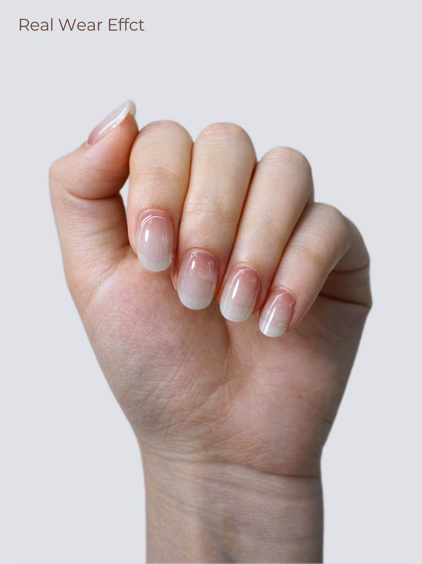 Beaolata Real Gel Nail Strips (No UV Light Needed) - 44Pcs Salon Quality Nail Stickers - Long Lasting Polish Wraps for Women, Easy Apply & Remove (Sheer Blush Pink)