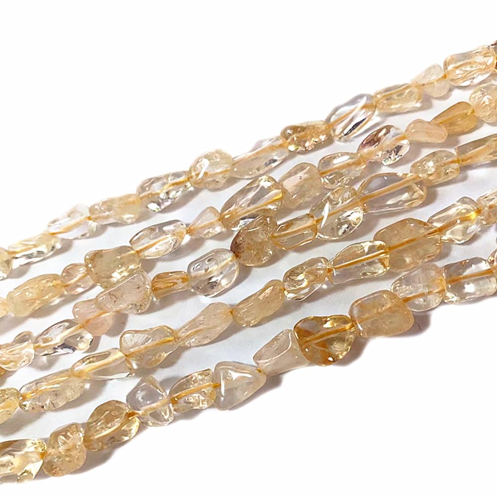 jodaying 6-8mm Natural Citrine Nuggets Oval Free Tumbled Pebble Semi Precious Gemstone Loose Stone Beads Approx 15.5 inch for DIY Jewelry Making