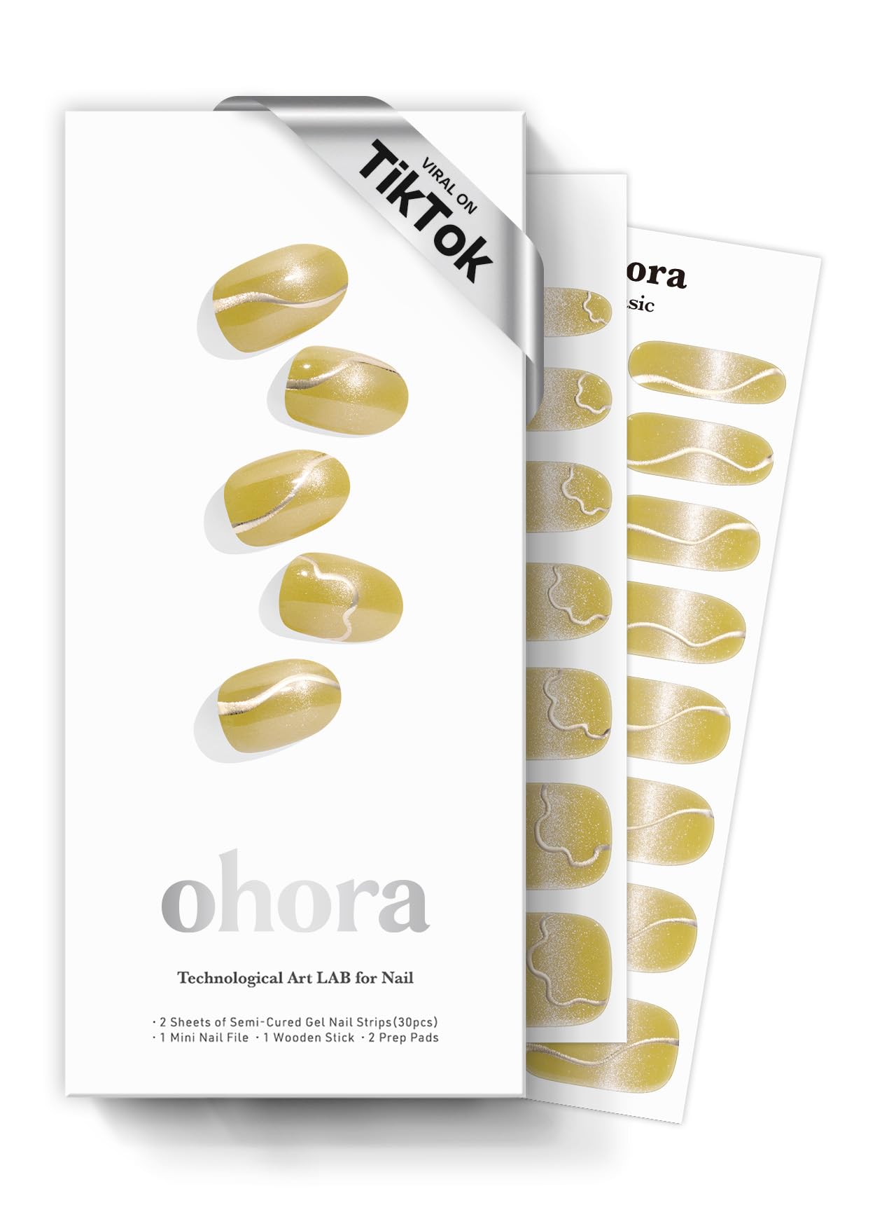 ohora Semi Cured Gel Nail Strips (N Mustard Ray) - Works with Any Nail Lamps, Salon-Quality, Long Lasting, Easy to Apply & Remove
