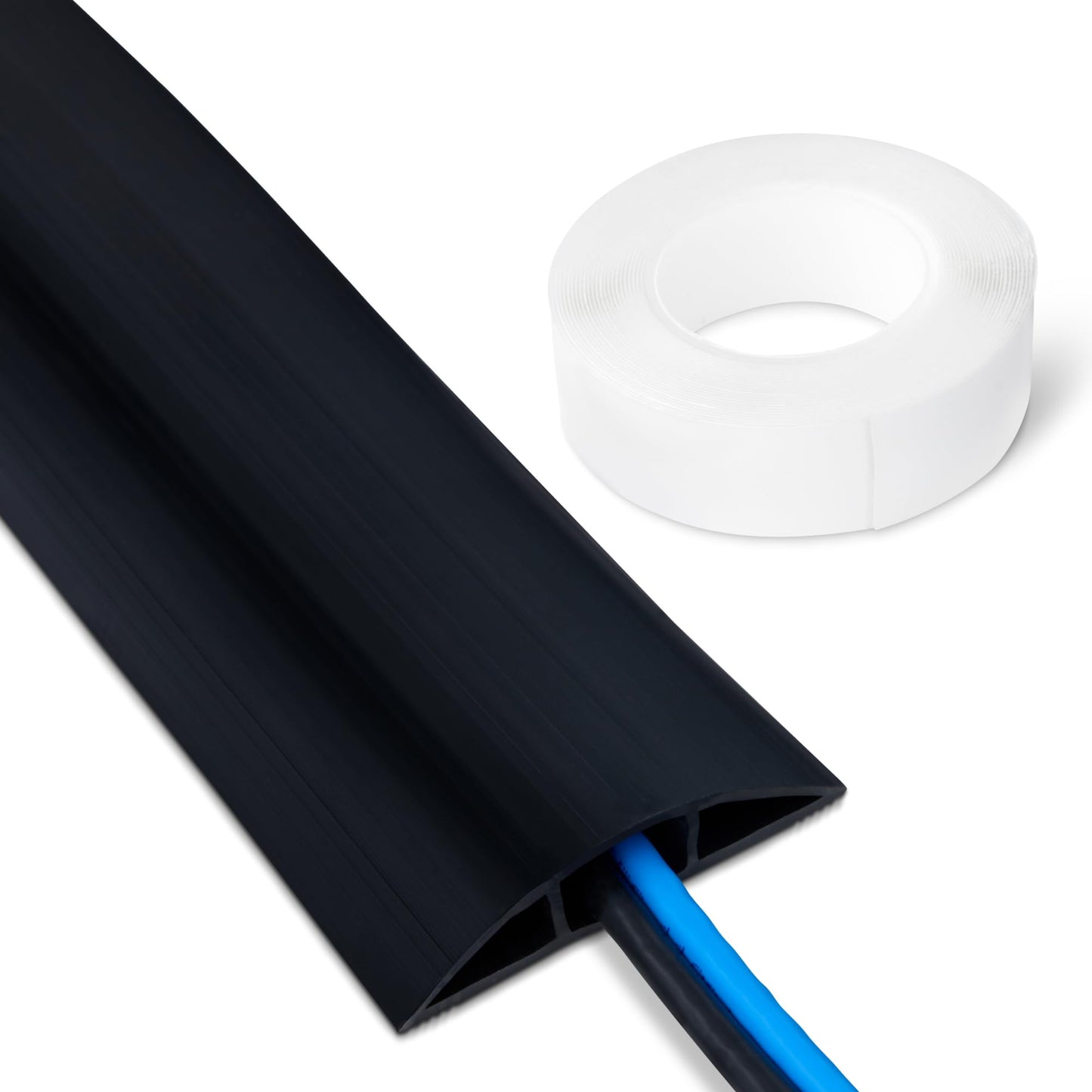 Amazon Basics Floor Cord Cover, 6ft Length, 2.6" Diameter, Cable Protector, Black