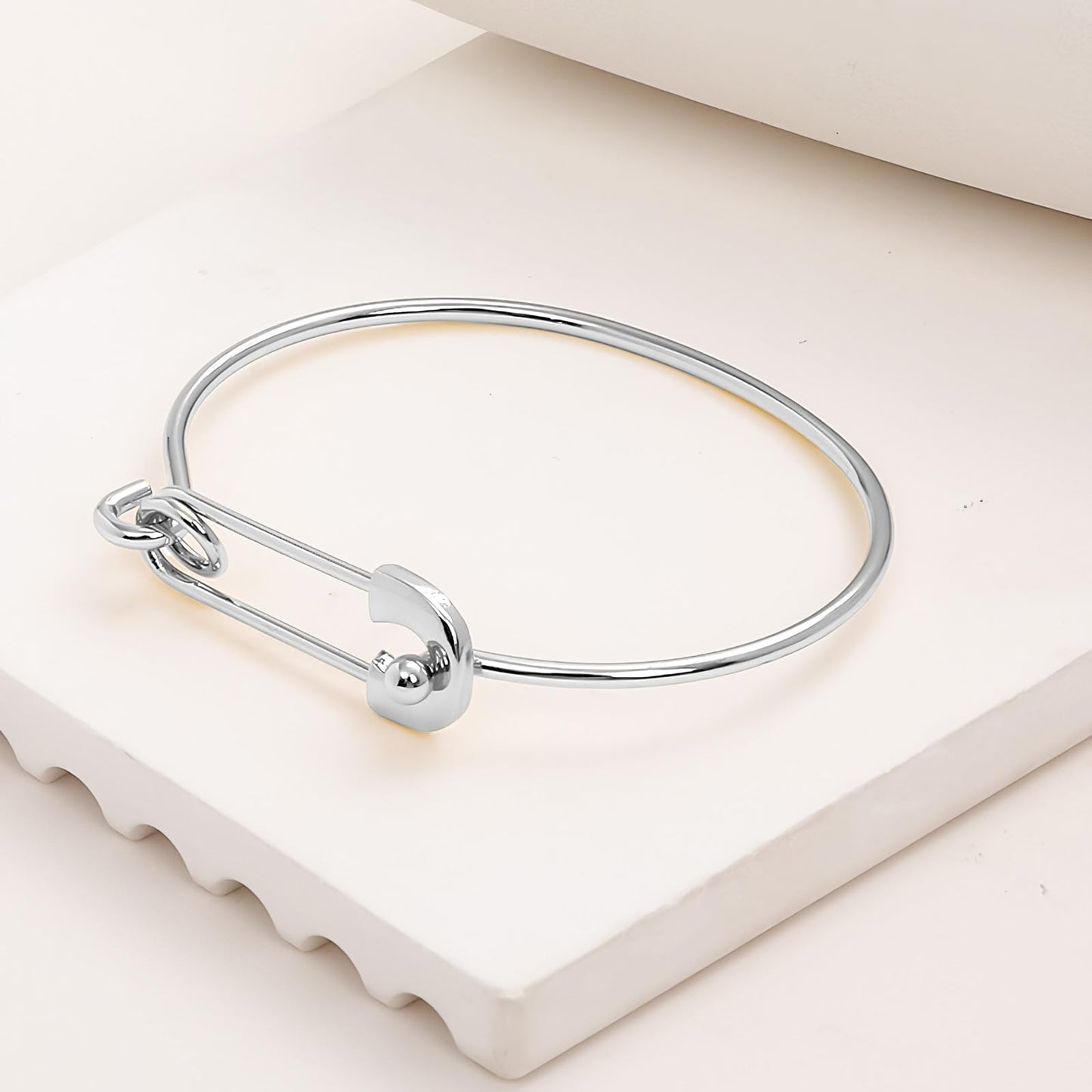 Baoaichi Handmade Sterling Silver Bangle Bracelet for Women Trendy Paperclip Cuff Bracelets Safety Pin Hook Bangle Bracelets Simple Cuff Bangles Stackable Wrap Bracelet Jewelry Gifts for Women