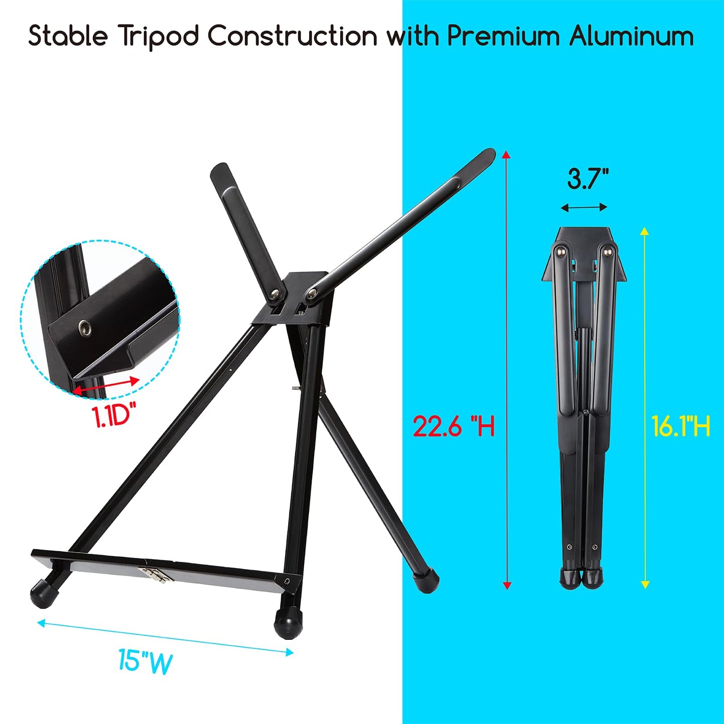 MEEDEN 10 Pcs Artist Tabletop Display Easel, Aluminum Tripod Easel for Painting, Collapsible Folding Frame Easel, Portable Lightweight Table Top Easel Stand, Hold Canvas Up to 24" x 30"