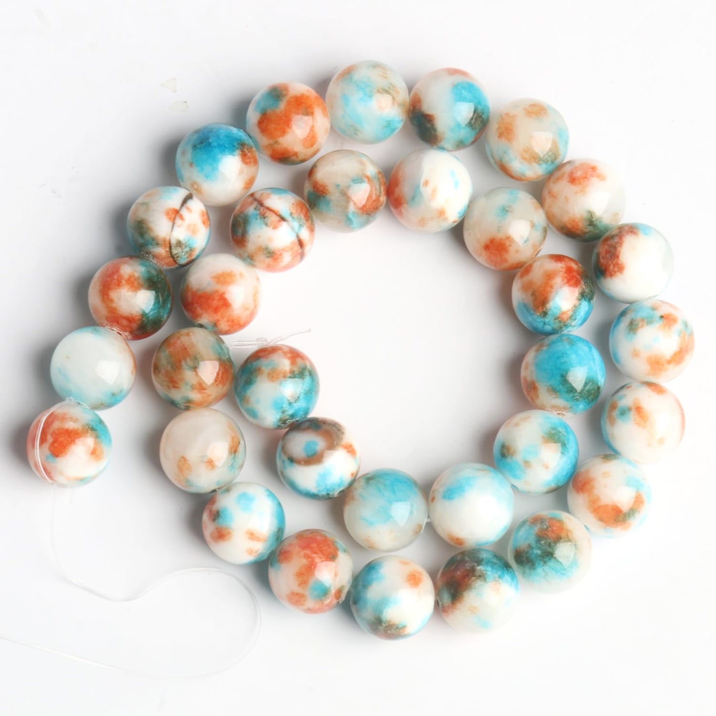 Yochus 60pcs 6mm Blue&Orange Persian Jade Energy Healing Round Bulk Gemstone Beads for Jewelry Making Bracelet Necklace Earring DIY