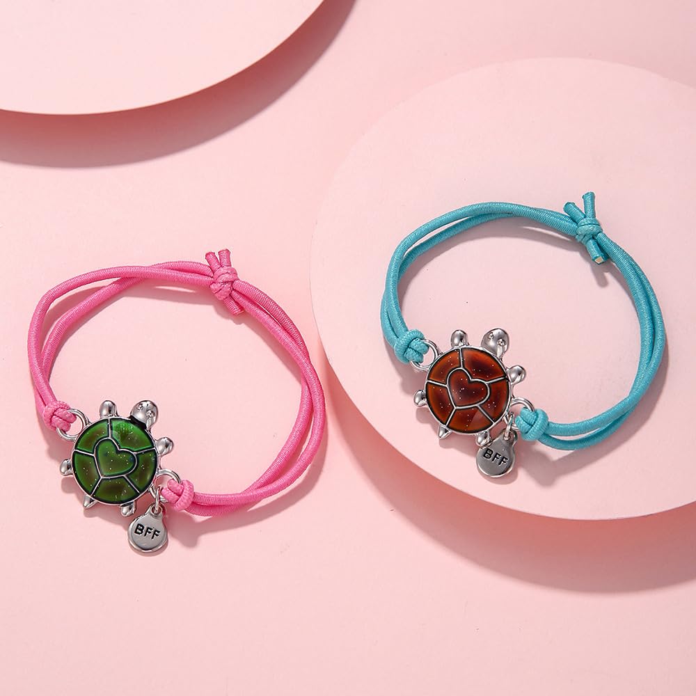 Dinosaur Frog Turtle Dragon Color Changing Mood Bracelet Set for Women Emotion Feeling Temperature Sensing Wrap Bracelet with Card Friendship Jewelry-Turtle
