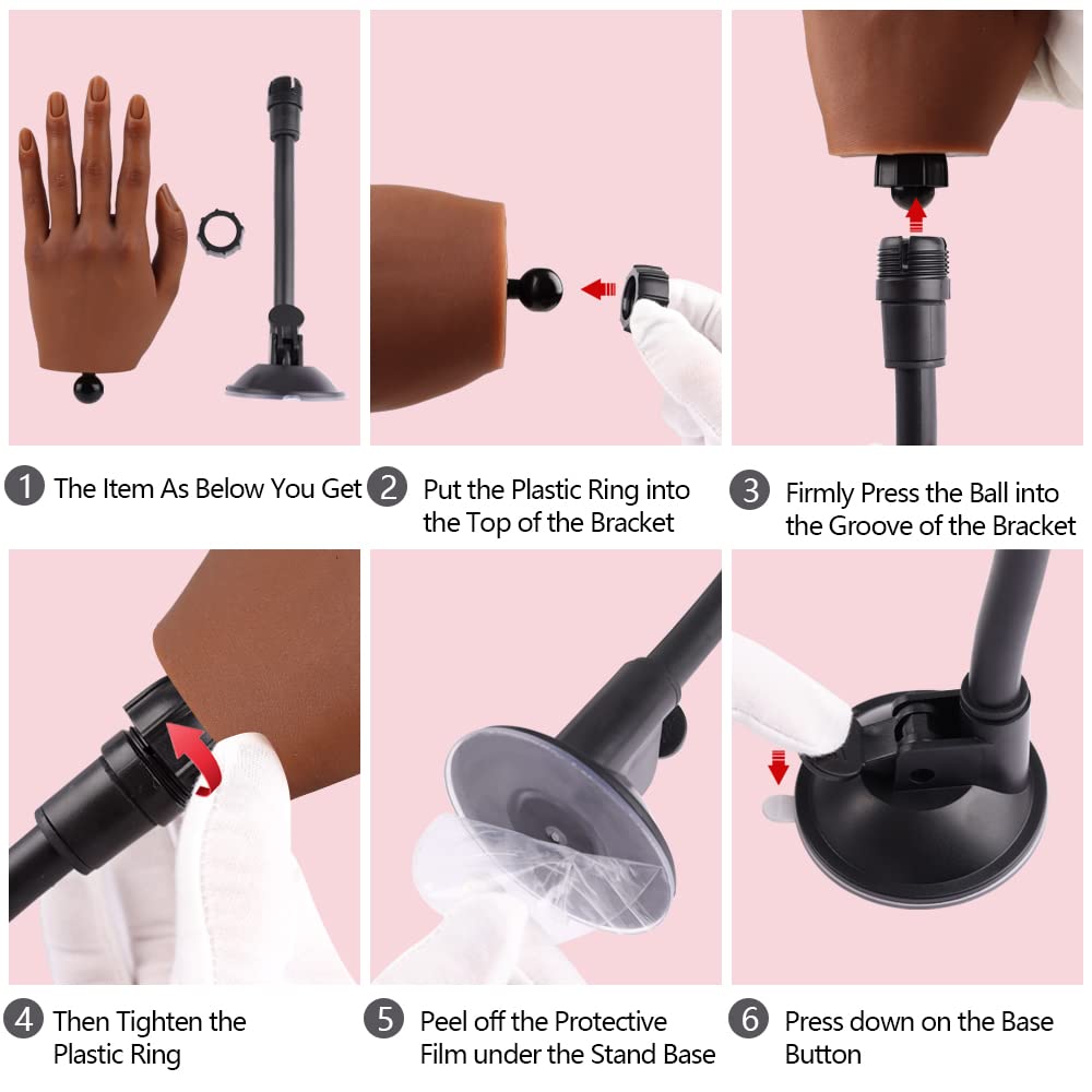Practice Hand for Acrylic Nails with Stand Bracket, Silicone Fake Hands to Practice Fake Nails Mannequin Hand for Nails Practice and Nail Art Single Left Hand Color 5#