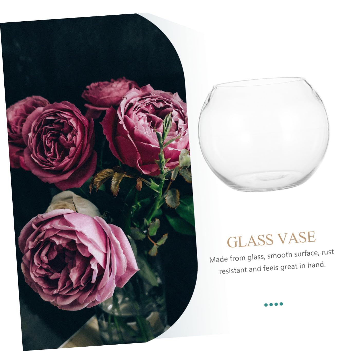 Zerodeko Transparent Glass Hydroponics Vase Smooth Rounded Decorative Flower Holder for Home Office Hotel Creative Terrarium Bowl for Plants and Fish Ornament