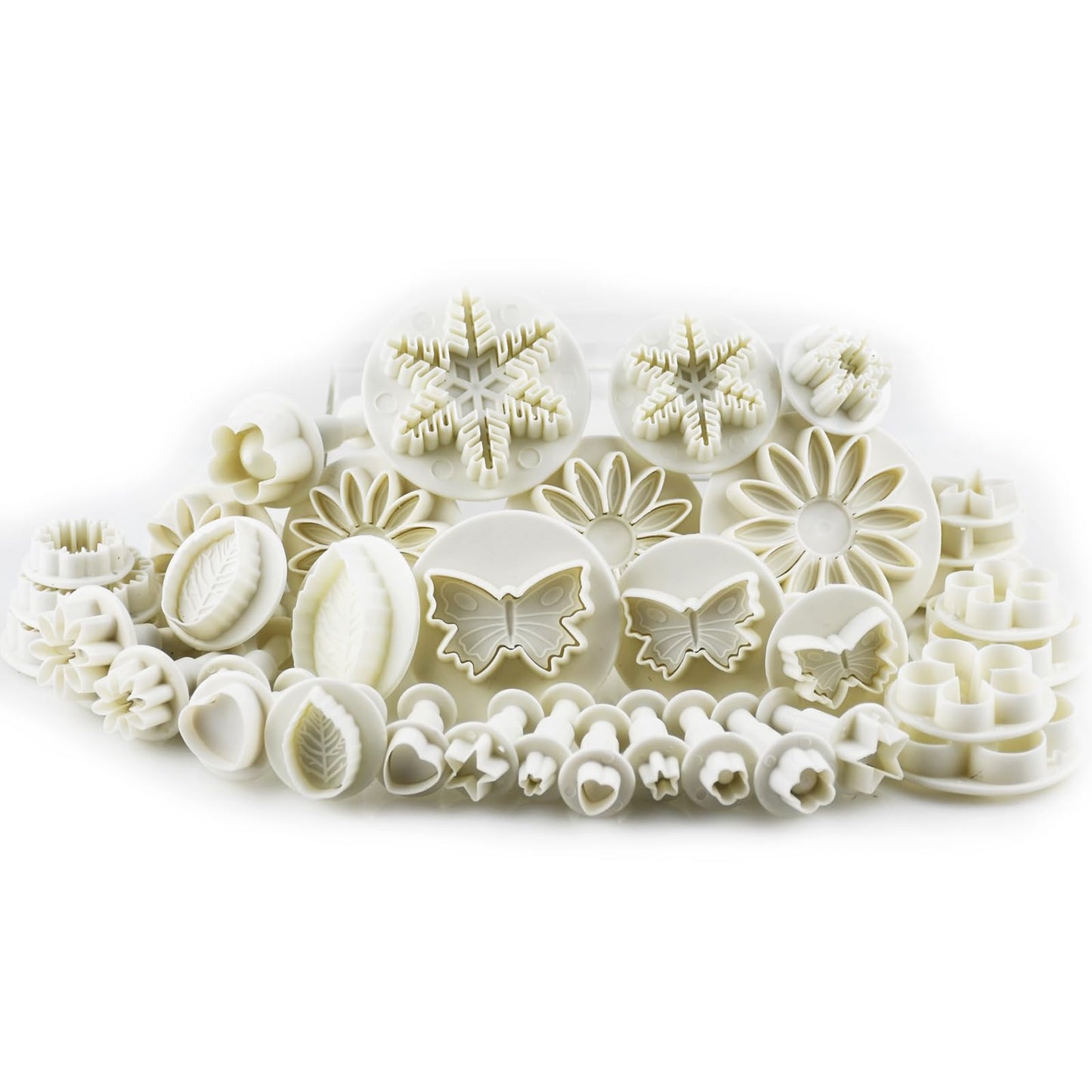 36-piece Flower Fondant Cutters Gum Paste Cookie Stamp Cake Decorating Tool Set - Daisy Leaf Butterfly Heart Plunger Cutter Seal DIY Handmade Clay Embosser Mini Mold Maker