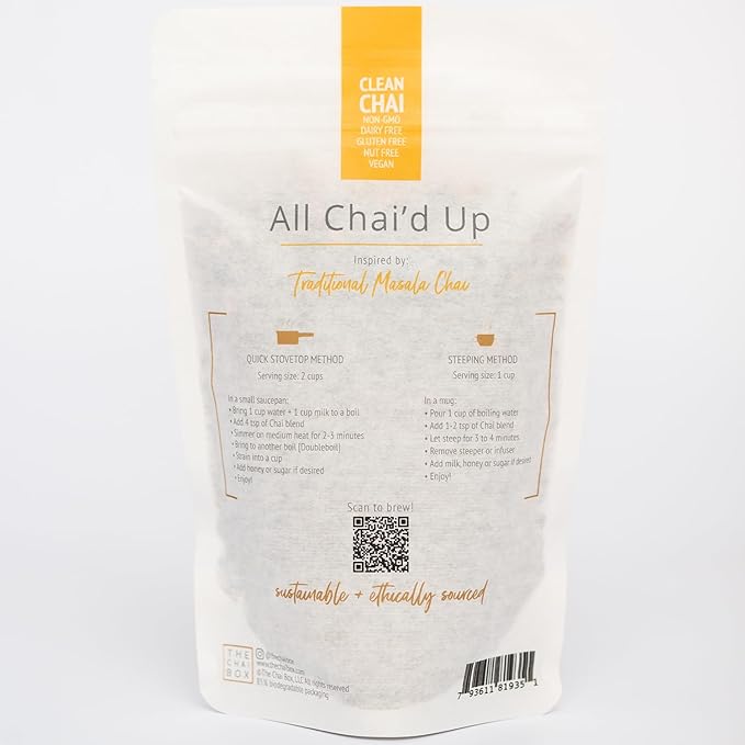 The Chai Box - All Chai'd Up - Premium Traditional Masala Chai Tea - Featured in Oprah's Favorite Things - Loose Leaf Black Tea w/ginger, clove, cinnamon, cardamom, and fennel - 6oz
