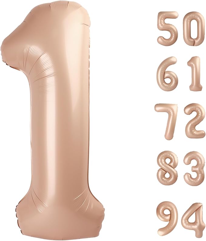 40 Inch Light Brown 1 Balloon for First Birthday, Tan 1st Number Balloons Khaki Birthday Decorations for Girl Boy Kids Toddler Baby, Beige One Giant Number 1 Balloon