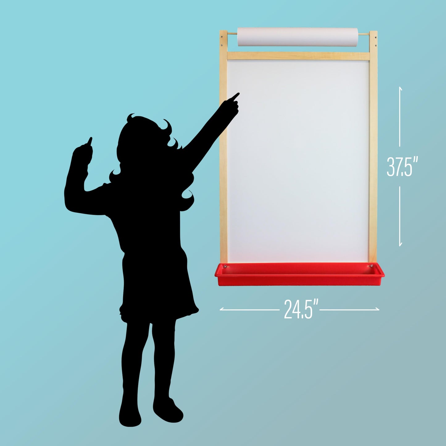 Flipside Products Magnetic Dry Erase Wall Easel w/Tray And Paper Roll, Mount On Wall, Whiteboard, Drawing and Notes