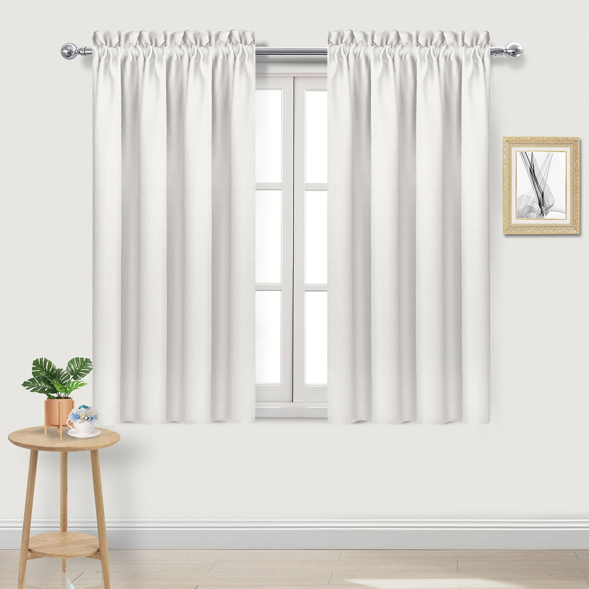 Blackout Curtains for Bedroom Living Room 42 x 54 Inch Long Ivory (2 Count)