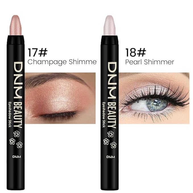 evpct 2Pcs Cream Eyeshadow Brightener Sticks Set for Eyes Waterproof, Champagne Shimmer & Pearl Shimmer Matte Metallic Eye shadow Stick Pencil Pen Bulk sombras en crema para ojos 17 +18