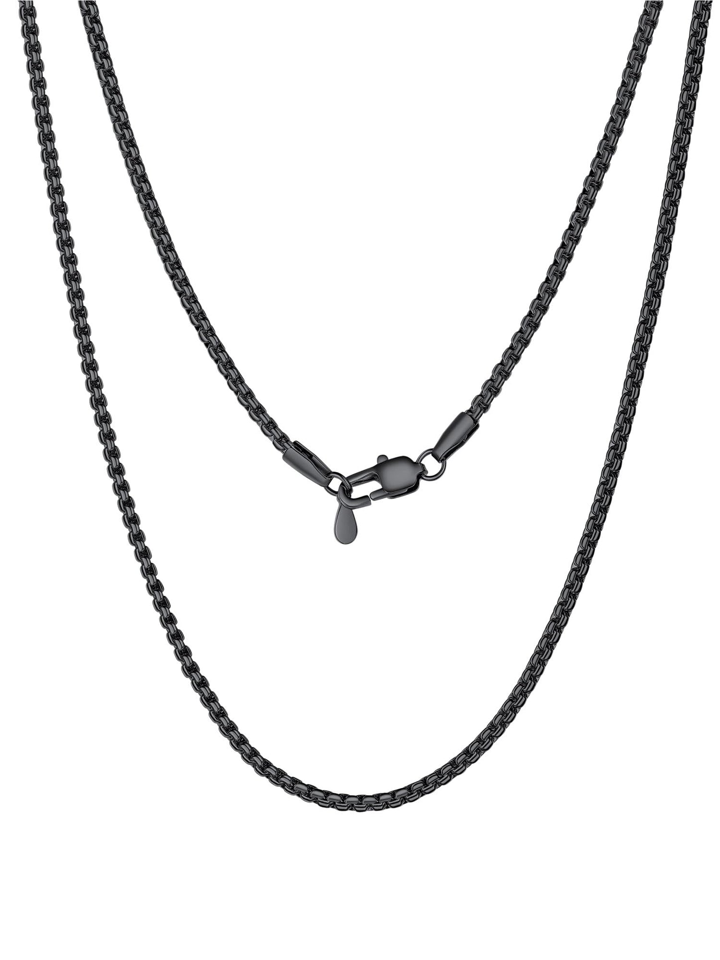 PROSTEEL Black Chain Necklace 2mm Black Necklace Chain No Tarnish & Durable Mens Jewelry 22inch