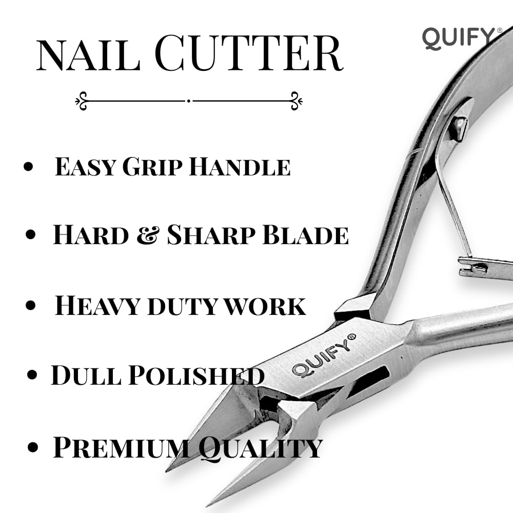 QUIFY Side Nail Clippers Straight Blade for Thick Toenails, Nail Clippers for Thick and Ingrown Nails - Professional Quality Stainless Steel Toe Nail Tools - Side Nail Cutter - Arrow Point - 5"