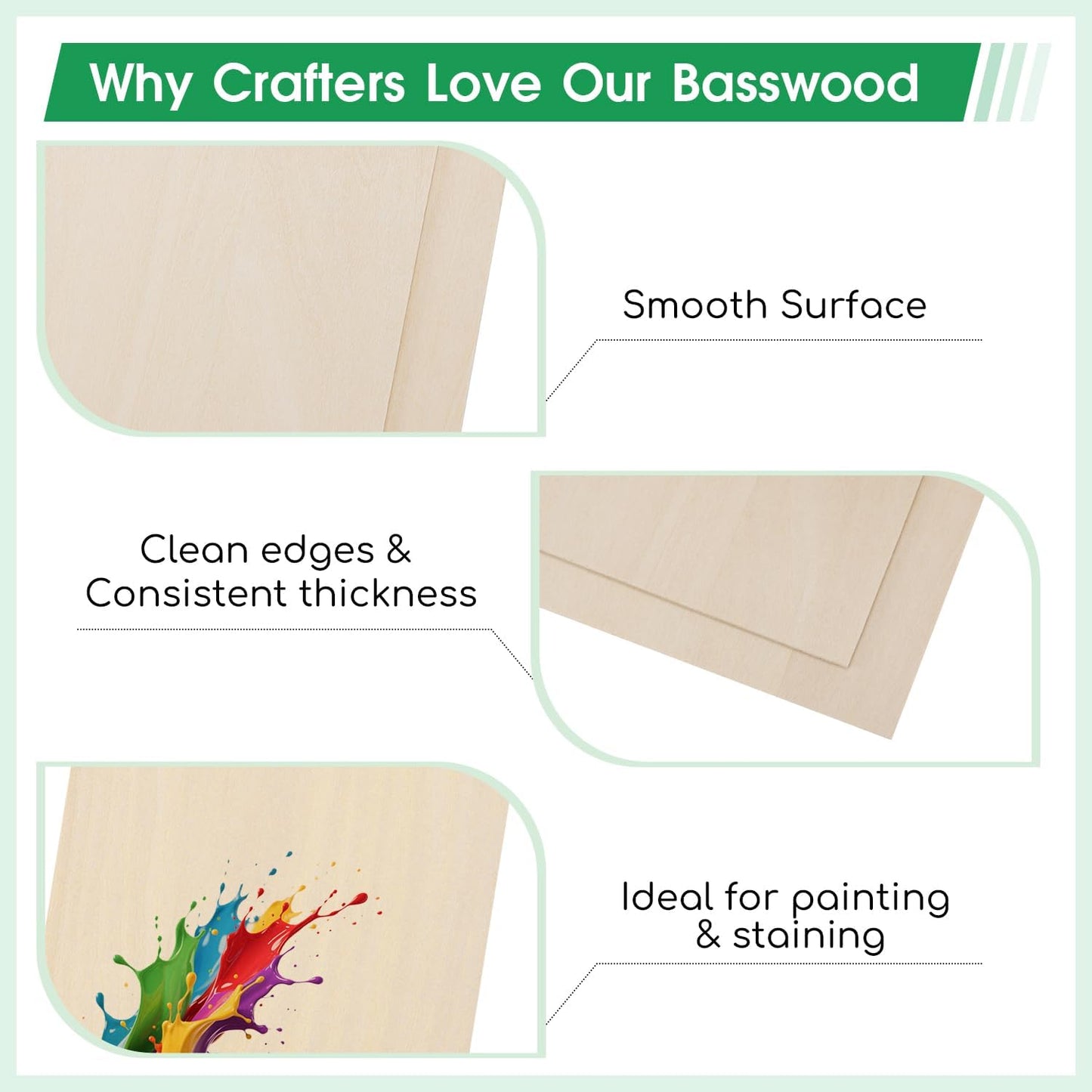 12 Pack Basswood Sheets 4"×4"×25/64" Unfinished Plywood Sheet Smooth Thin Wood Boards for Laser Cutting Wood Carving Burning DIY Crafts