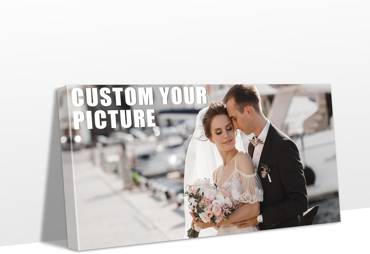Personalized Custom Canvas Prints with Your Photos & Text, Customized Picture Print, Transform Own Images Into Framed Wall Art Digitally Printed Photo to Canvas, Keepsakes Gifts for Family 48x24’’