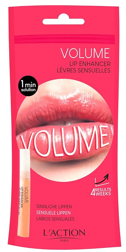 L'Action Paris Volume Lip Enhancer, Lip Gloss For Fullness Texture and Glossy Finish, Transparent Formula with Oligopeptides for Natural Shine and Volume 10ml