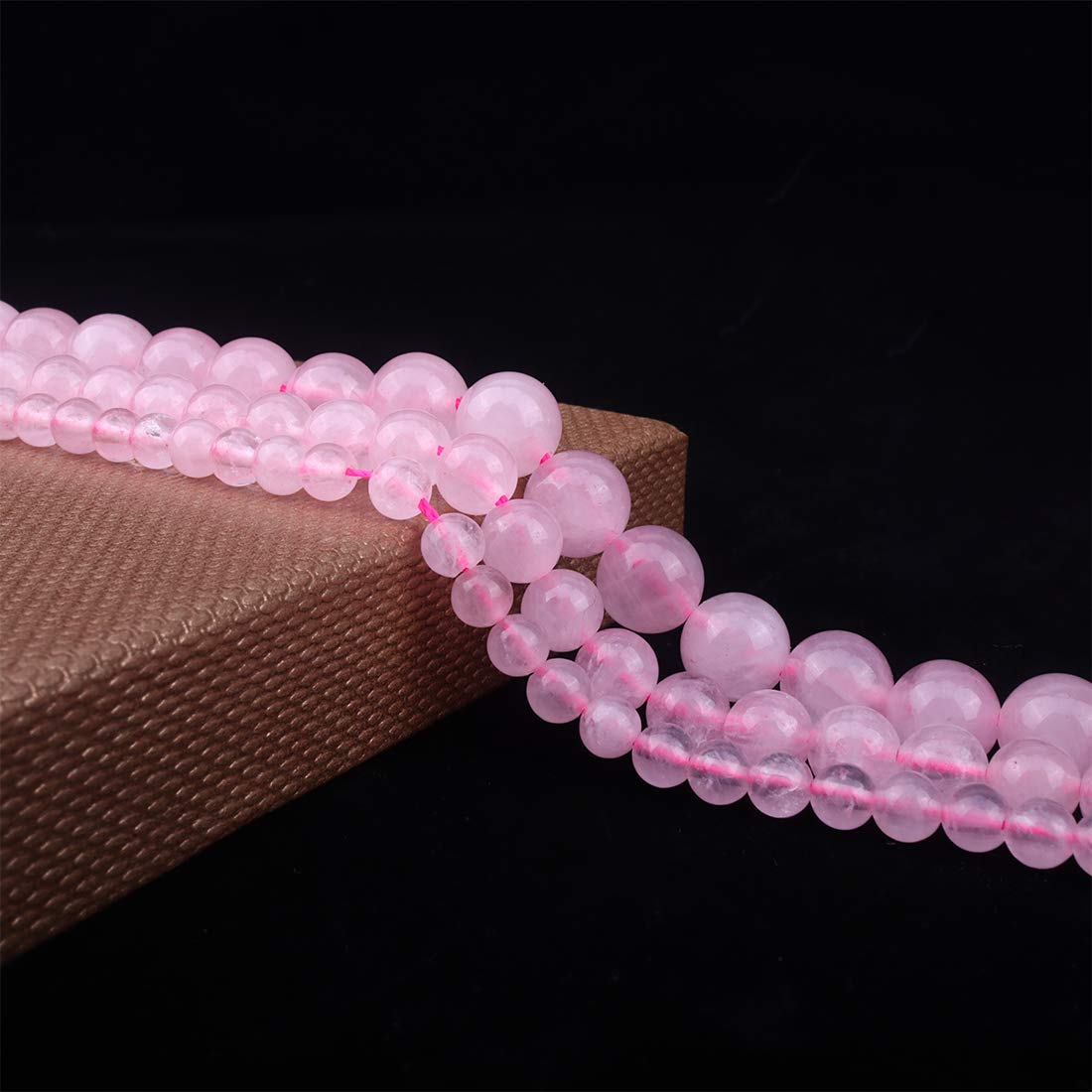 ICAI Beads 10mm Natural Rose Quartz Gemstone Round Loose Beads for Jewelry Making (36-34pcs)