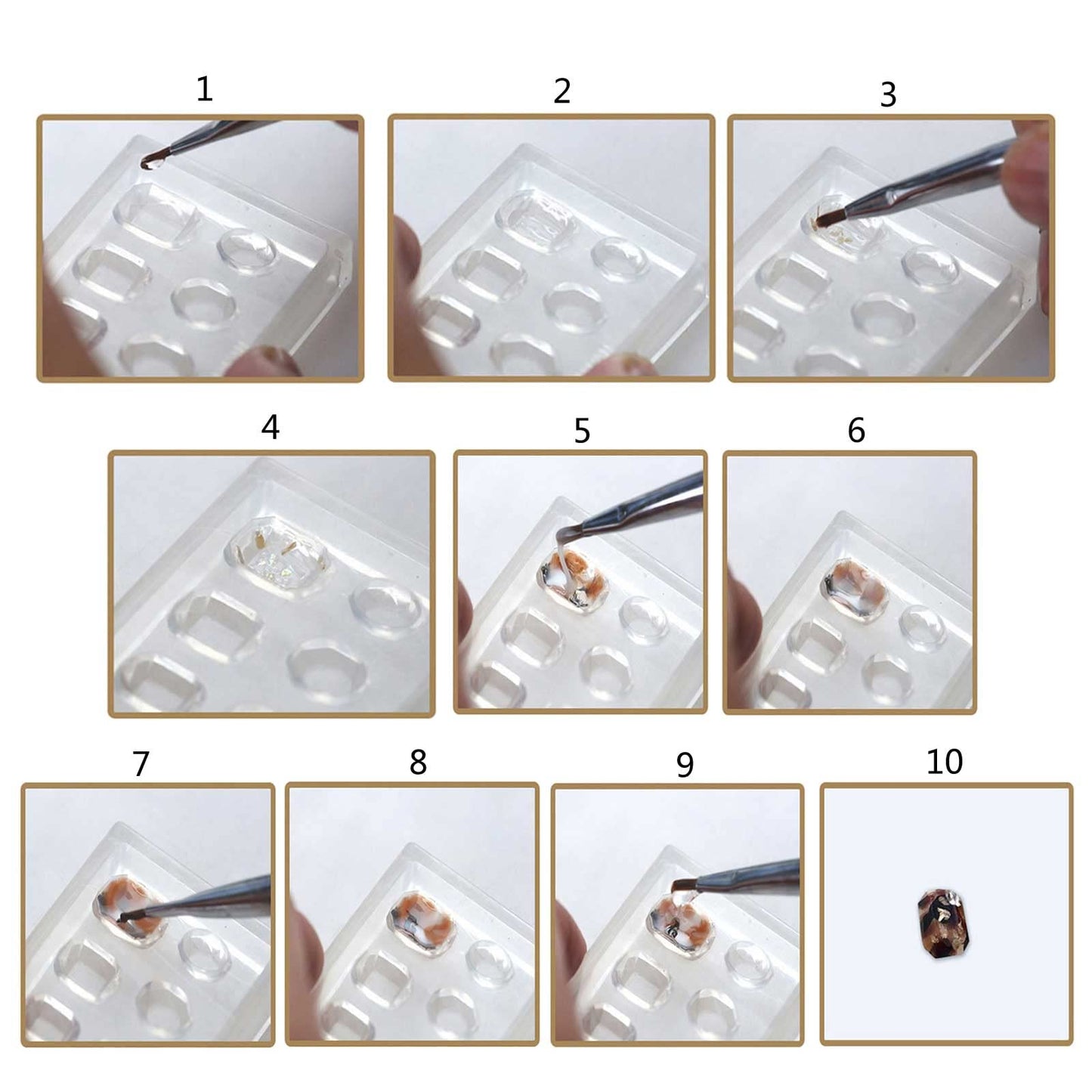 Unahtinr 15Pcs Mini Faceted Gem Heart Silicone Molds Nail Art Carving Mold Suitable for DIY Nail Art Decoration Supplies Tool