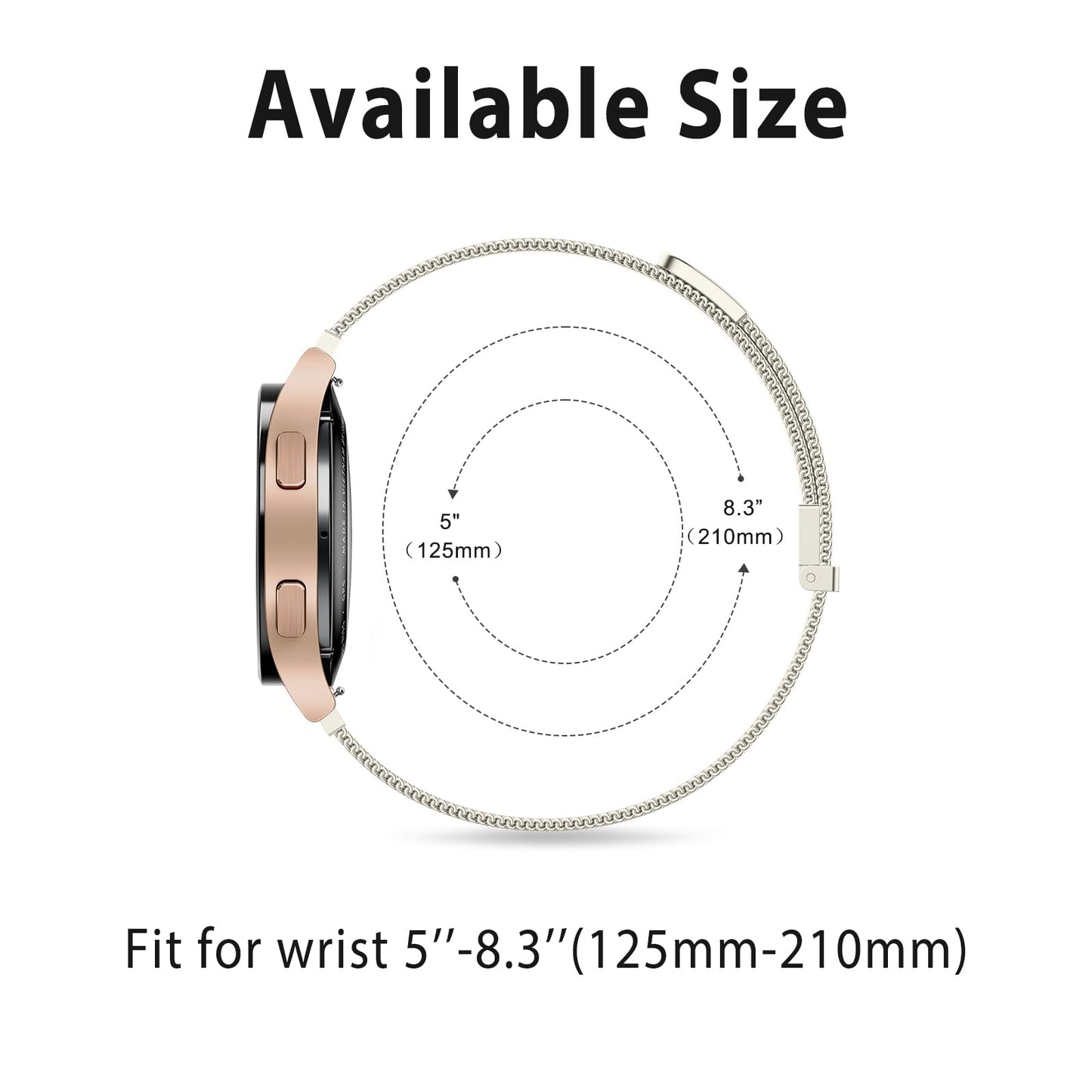Vanjua 22mm Watch Band for Women Men, 22mm Quick Release Stainless Steel Metal Mesh Loop Adjustable Magnetic Replacement Wristbands Straps Bands
