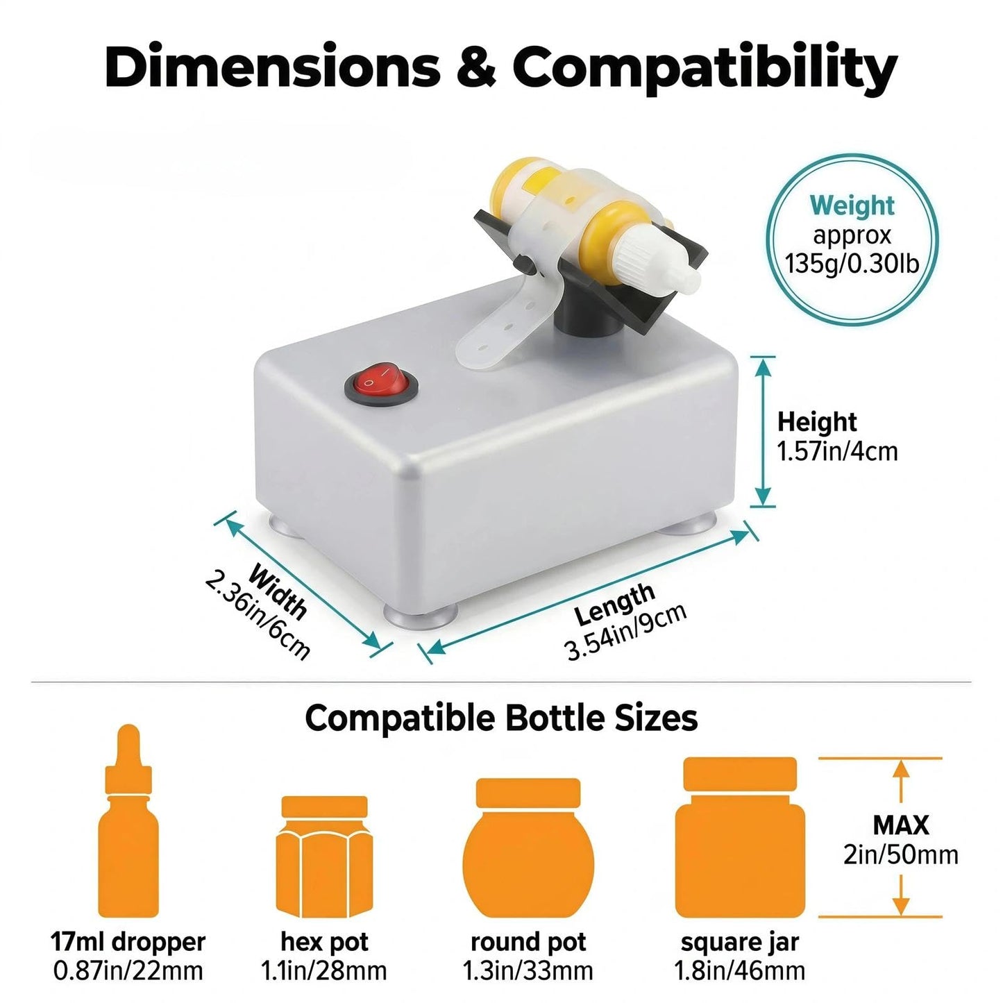 HUBEST Electric Paint Shaker for Model Hobby Kits & Miniatures - Professional Vortex Mixer for Dropper Bottles, Pots & Square Jars - Hands-Free Agitator for Airbrush Paints & Tattoo Inks (3200 RPM)