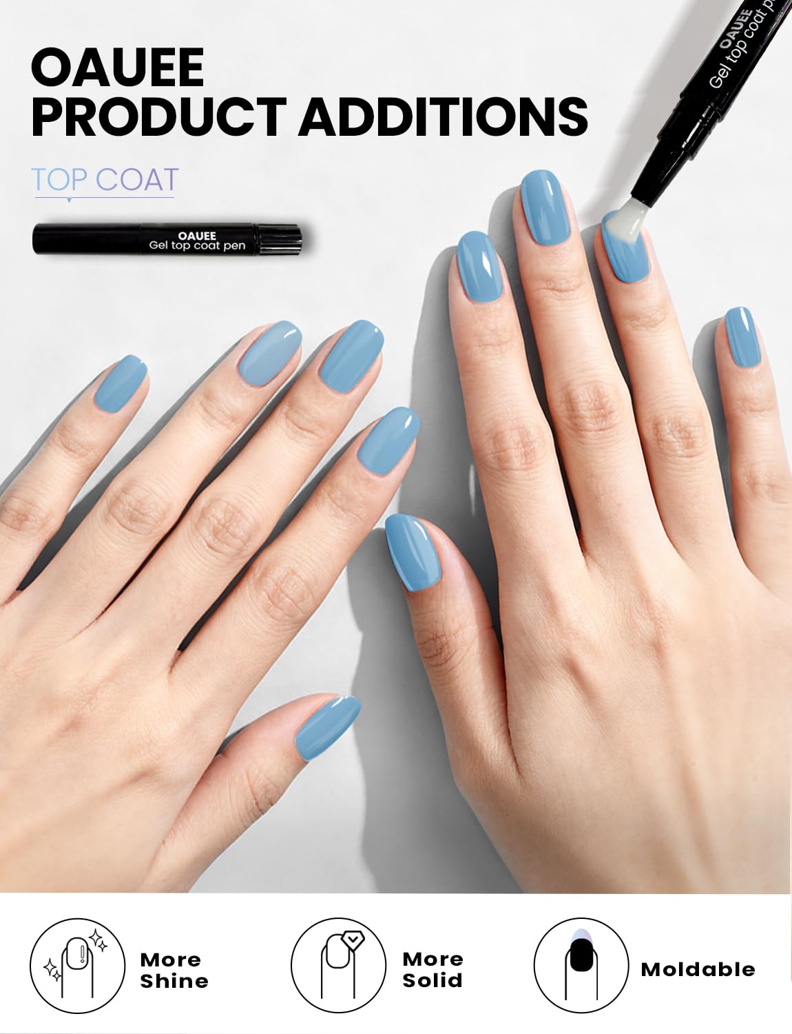 Semi Cured Gel Nail Strips 2 Styles | Built-In Gel Top Coat | UV Light Required | Salon Quality, Easy Application And Removal（Cerulean Hush & Midnight Azure Whisper)