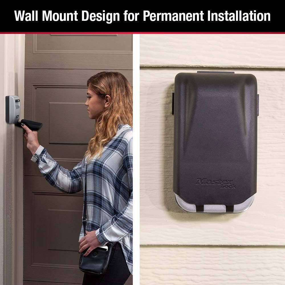 Master Lock 5425D Set Your Own Combination Wall Mount Lock Box with Light Up Dials, 6 Key Capacity, Black
