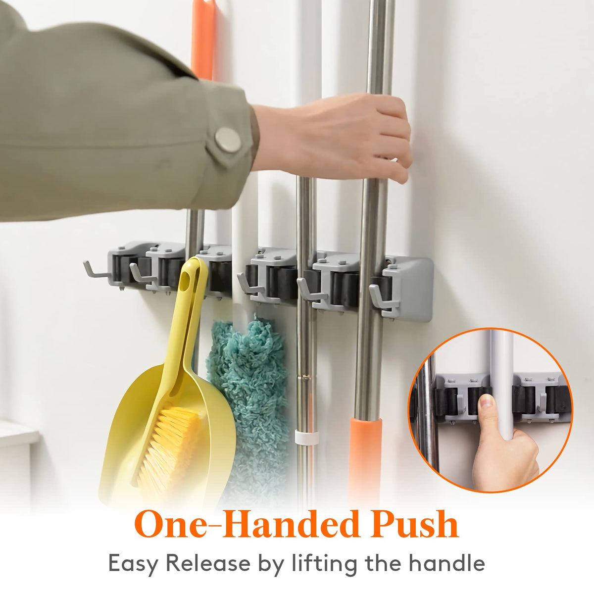 Mop and Broom Holder Organzier Wall Hanging Mount