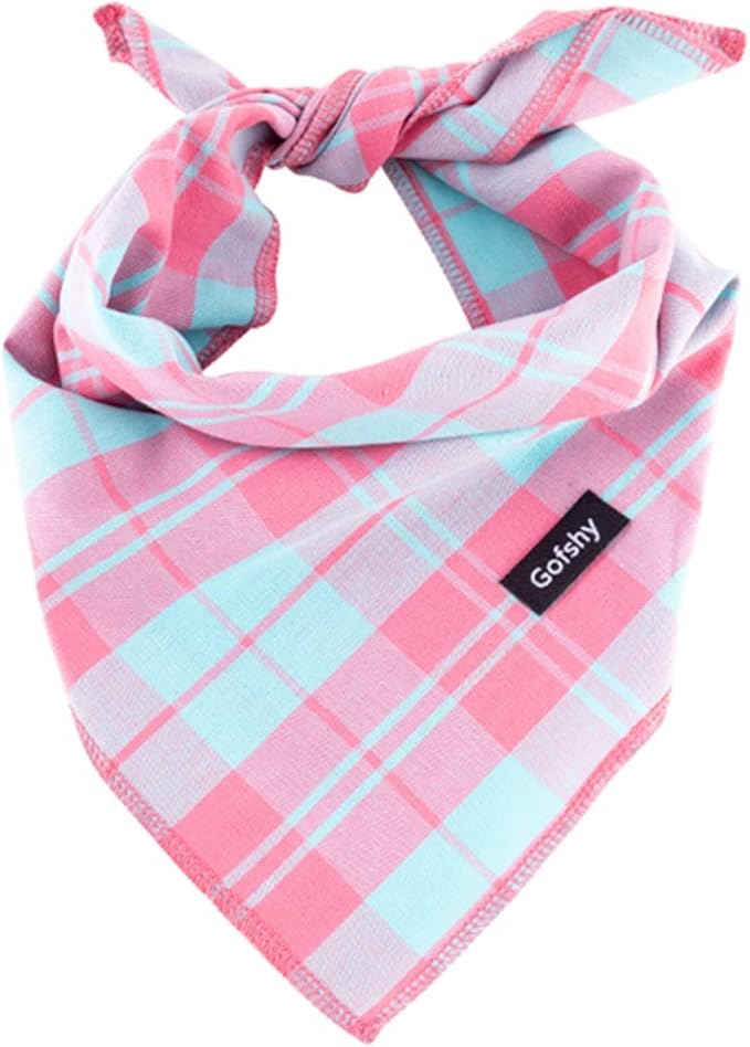 Gofshy Christmas Dog Bandana Small Cotton, Red Black Buffalo Plaid Scarf