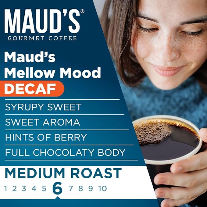 Maud's Decaf Medium Roast Coffee Pods, 200 ct, Decaffeinated Recyclable Single Serve Pods – 100% Arabica Coffee, Compatible with Keurig K Cups Maker
