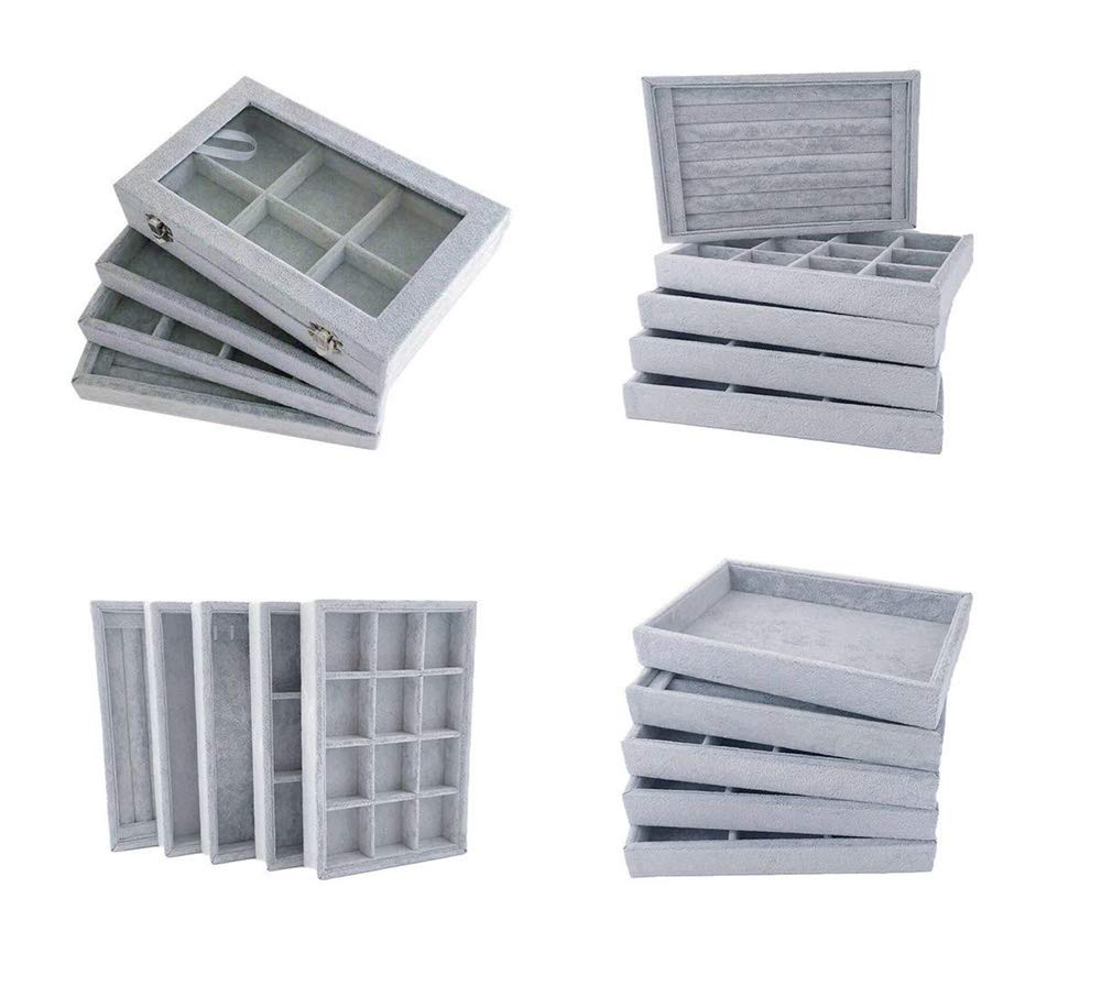 Svea Display Jewelry Organizer Stackable Multi Layer Storage Velvet 6 Grids Premium Grade Stackable Drawer Insert Divider
