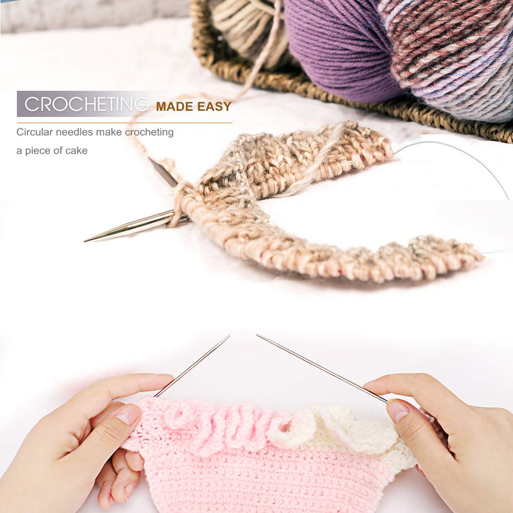Mdoker Circular Knitting Needles Set with Tote Bag 40-inch Long Knitting Needle Round Needles,Metal Knitting Needles for Beginners,Scarves Blankets