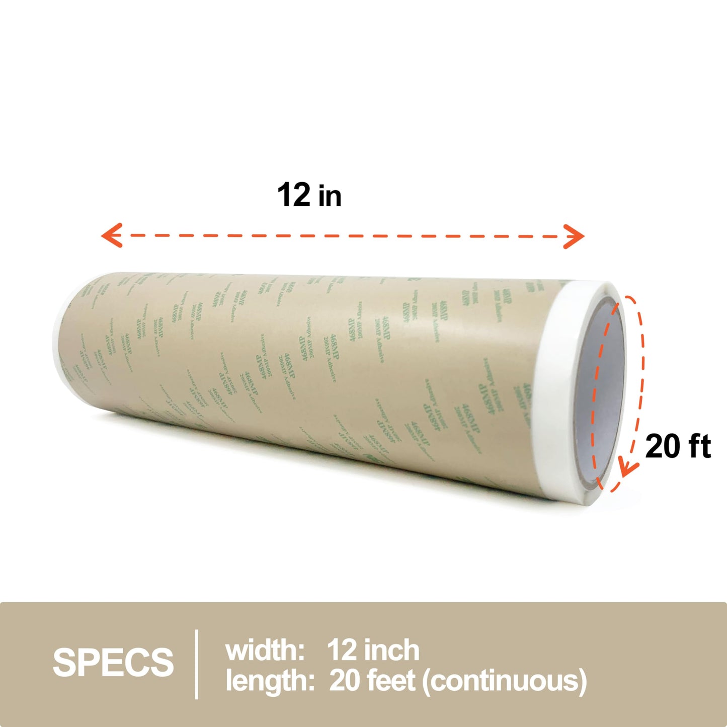 Gizmo Dorks 468MP Adhesive Transfer Tape (12 in x 20 ft Roll) High-Temp Double-Sided Tape for 3D Printer PEI Sheets, Metal Nameplates, and Industrial Signage - Heat Resistant 200MP Acrylic