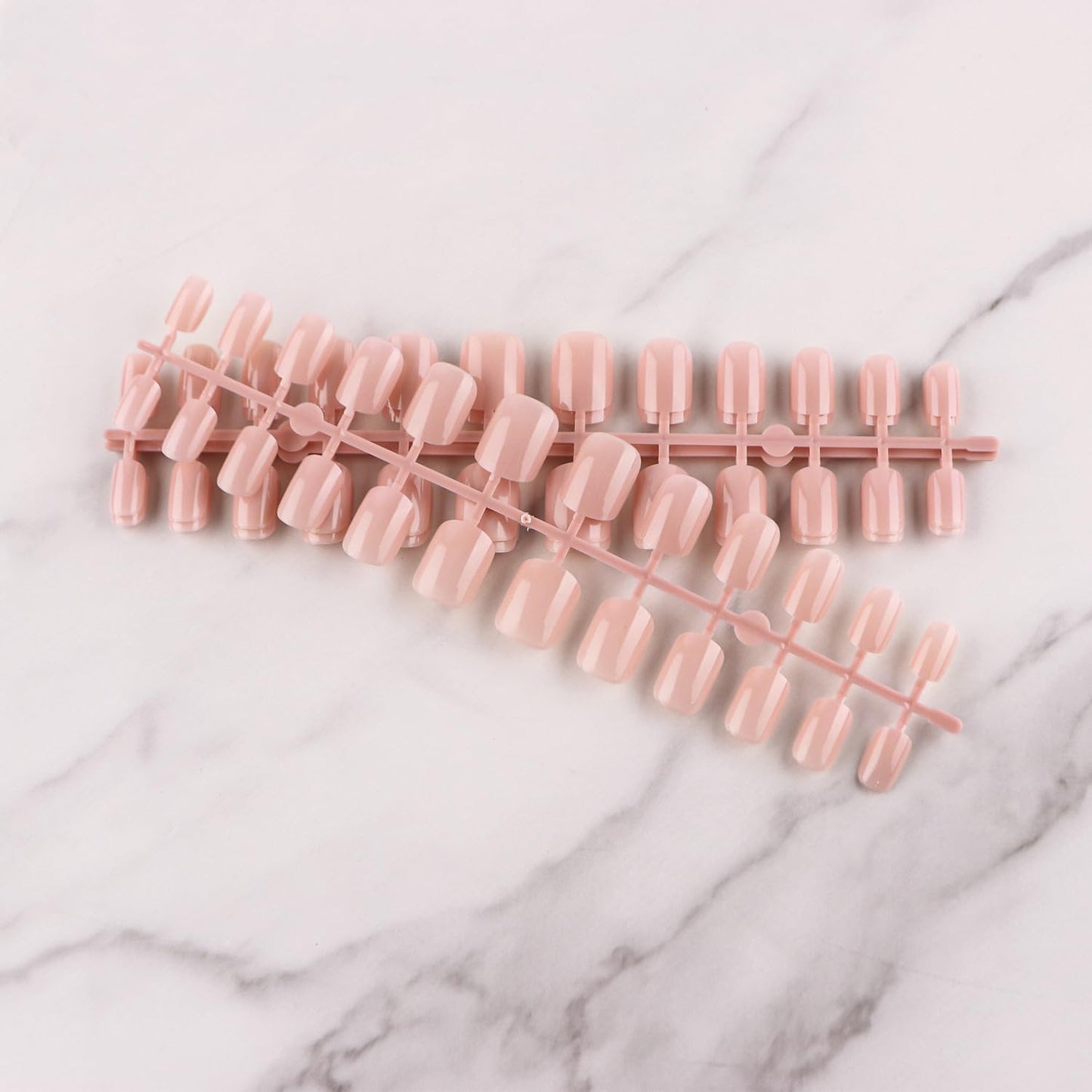LuckForever Short Press on Nails 240pc Glossy Lotus Pink Press on Nails Short Square Round Fake Nails Full Cover 10 Sheets Nail Adhesive Tabs,Small Wooden Sticks and Nail Files False Nails for Women