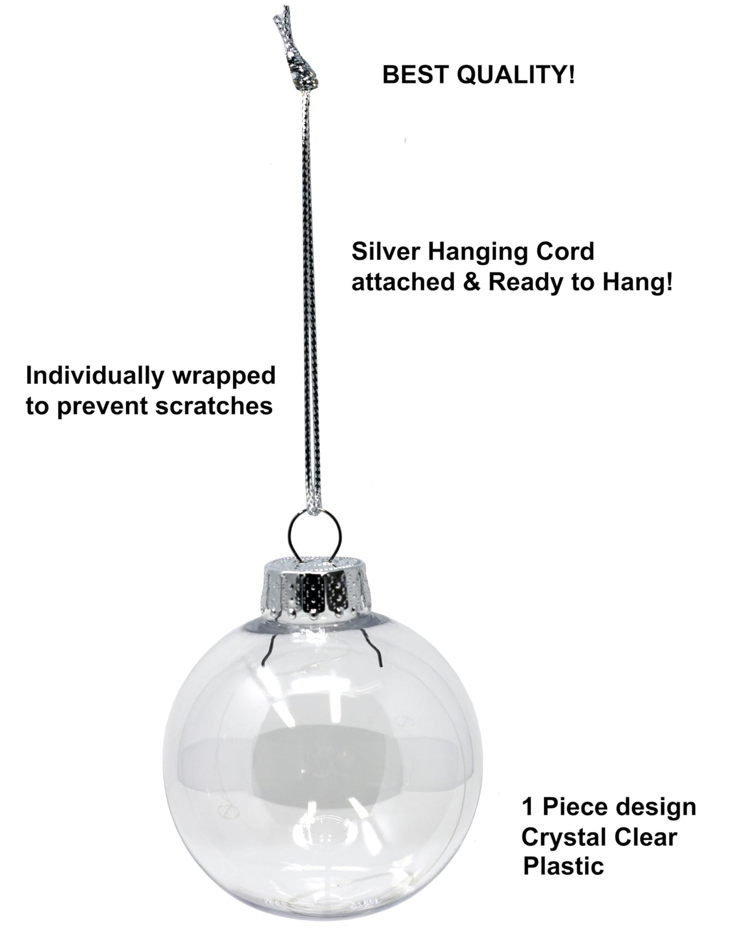Creative Hobbies Clear Plastic Fillable Christmas Ornament Discs 100mm (3.94") - Great for Crafts, Holidays and Weddings | Pack of 12