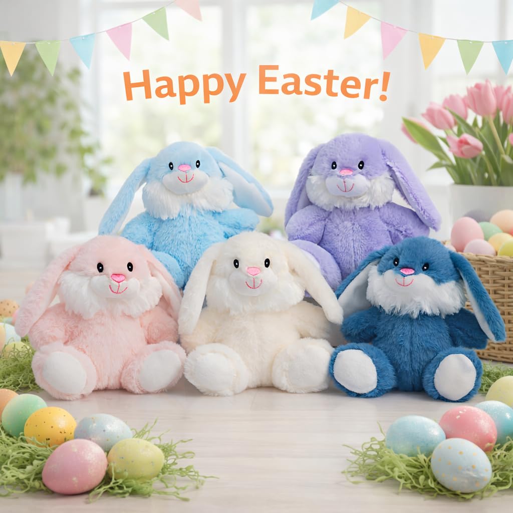 HollyHOME Easter Bunny Stuffed Animal Stuffed Bunny Plush Soft and Cuddly Stuffed Rabbit Easter Gift for Kids Baby Girls 10 inch Purple