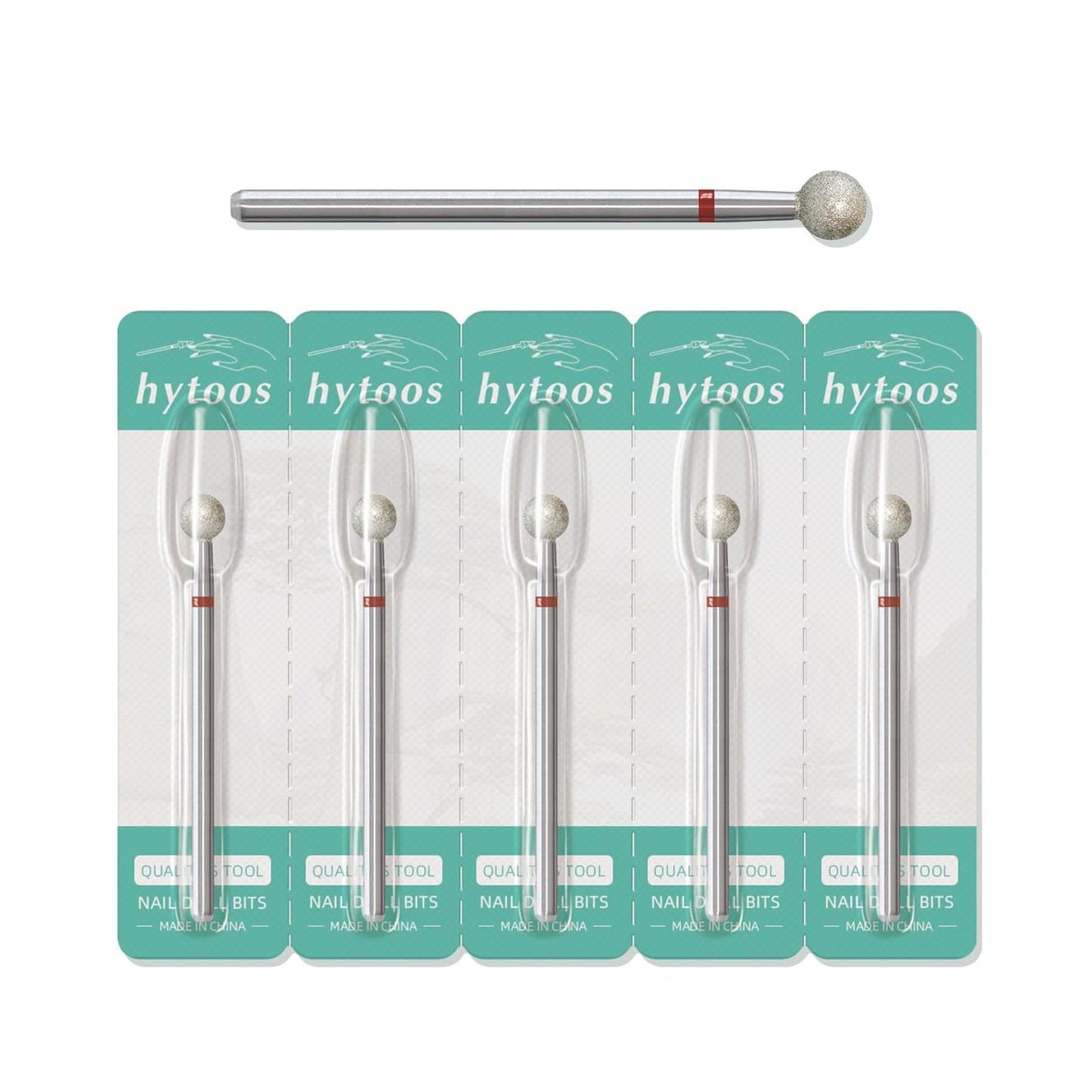 HYTOOS 5mm Ball Cuticle Clean Nail Drill Bits 5Pcs/Set Russian Diamond Nail Bit Professional Safety Under Nail Cleaner Burr for Cuticle Dead Skin, Electric Nails Drill Accessories, Fine