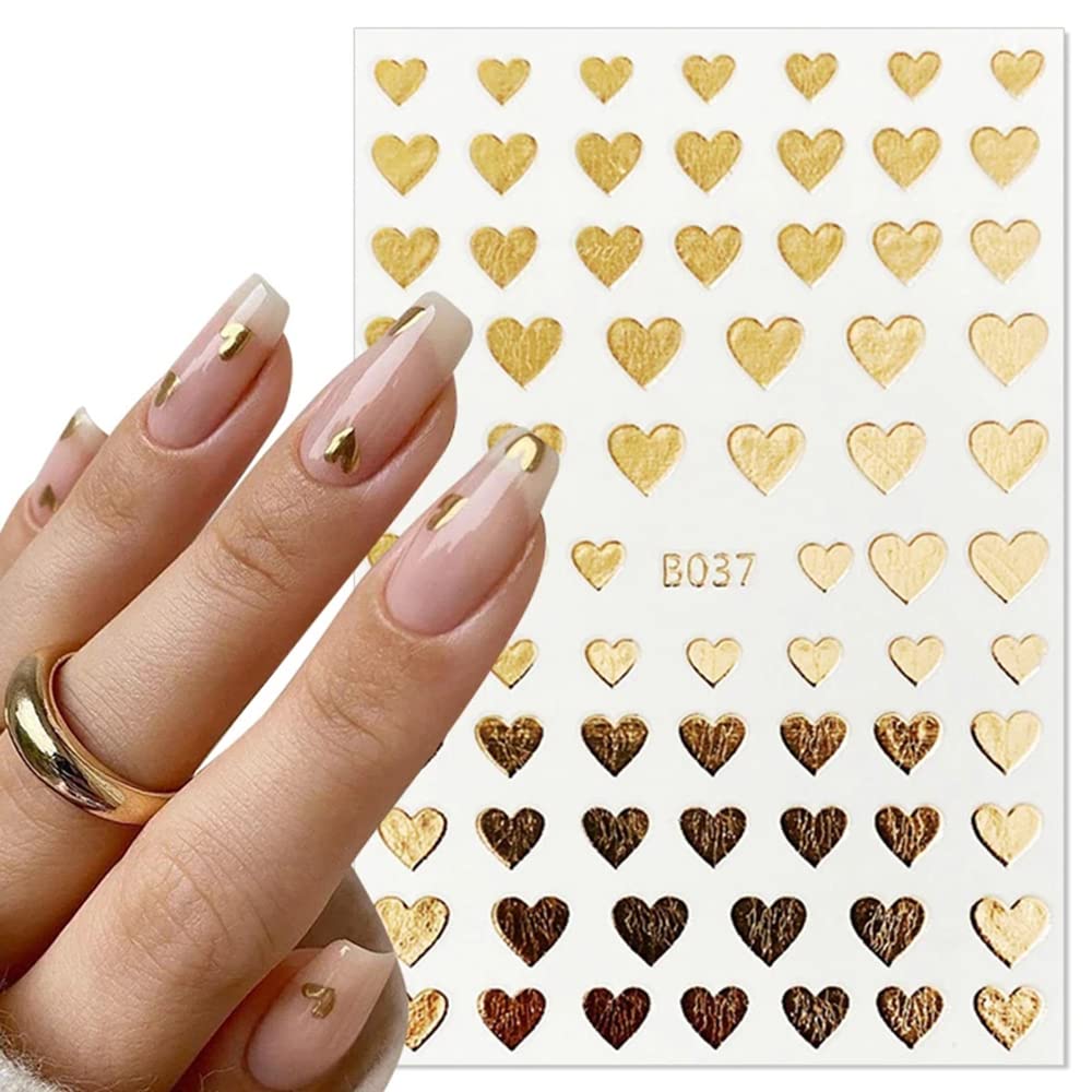 8 Self-Adhesive Nail Art Stickers - Heart & Nail Decorations