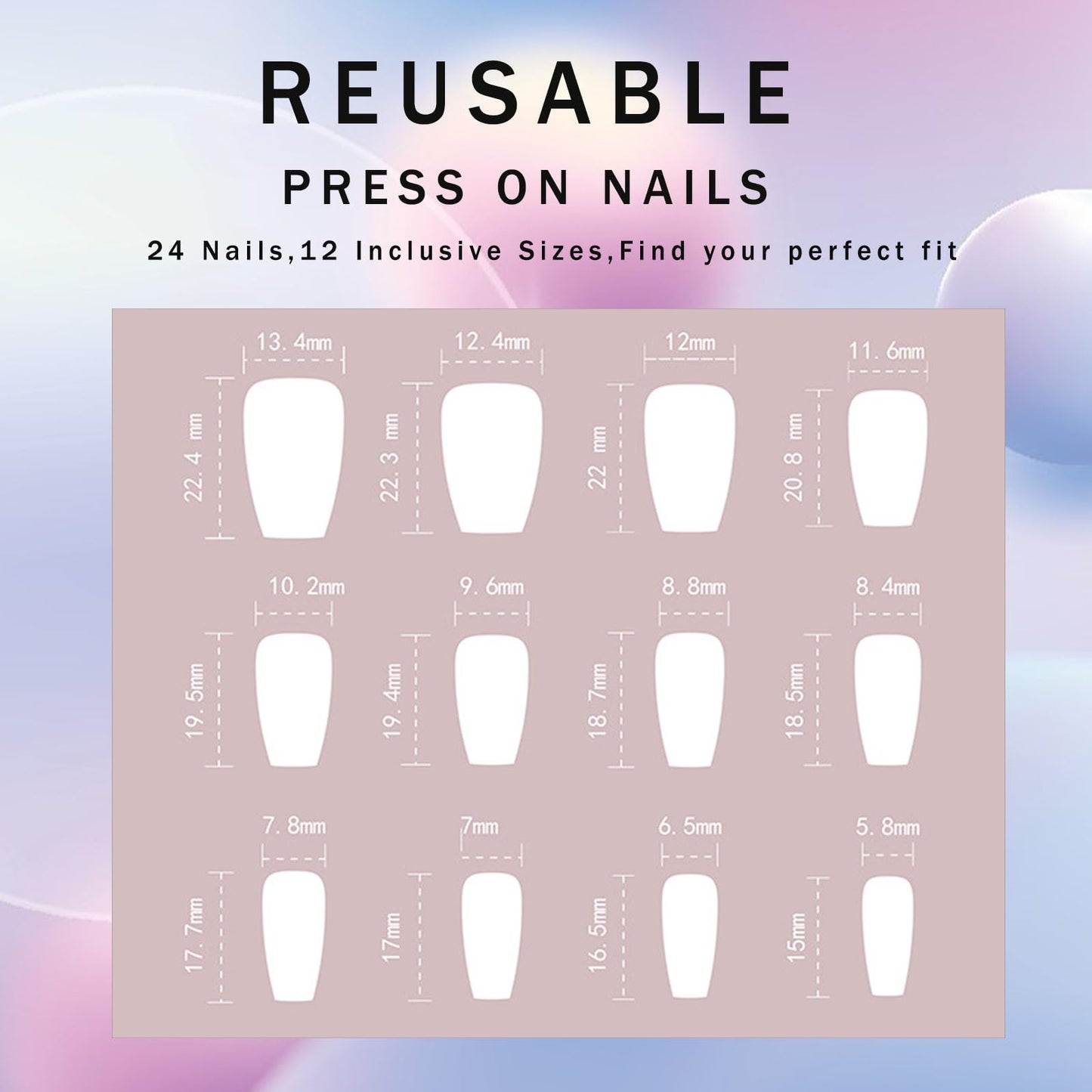 Blue Press on Nails Short Fake Nails Coffin Nails Press ons Cat Eyes Glue on Nails Ombre Acrylic Nails Summer False Nails Glossy Artificial Nails Cute Stick on Nails for Women 24Pcs