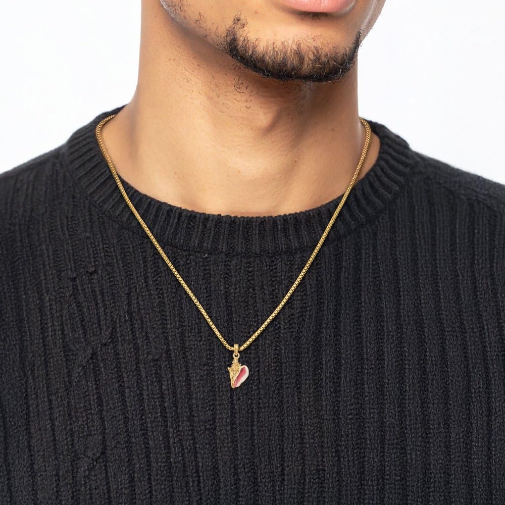 IceCarats 14K Solid Yellow Gold Medium Conch Shell Pendant Necklace 22mm 7/8 inch 3d Sculpted, Polished, Textured for him