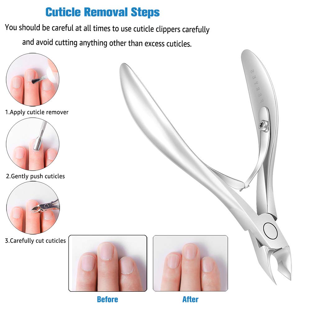 FERYES Cuticle Clippers 1/2 Jaw - Professional Cuticle Cutter Nail Cuticle Remover Tool, Nail Skin Clipper Hangnail Trimmer - Silver