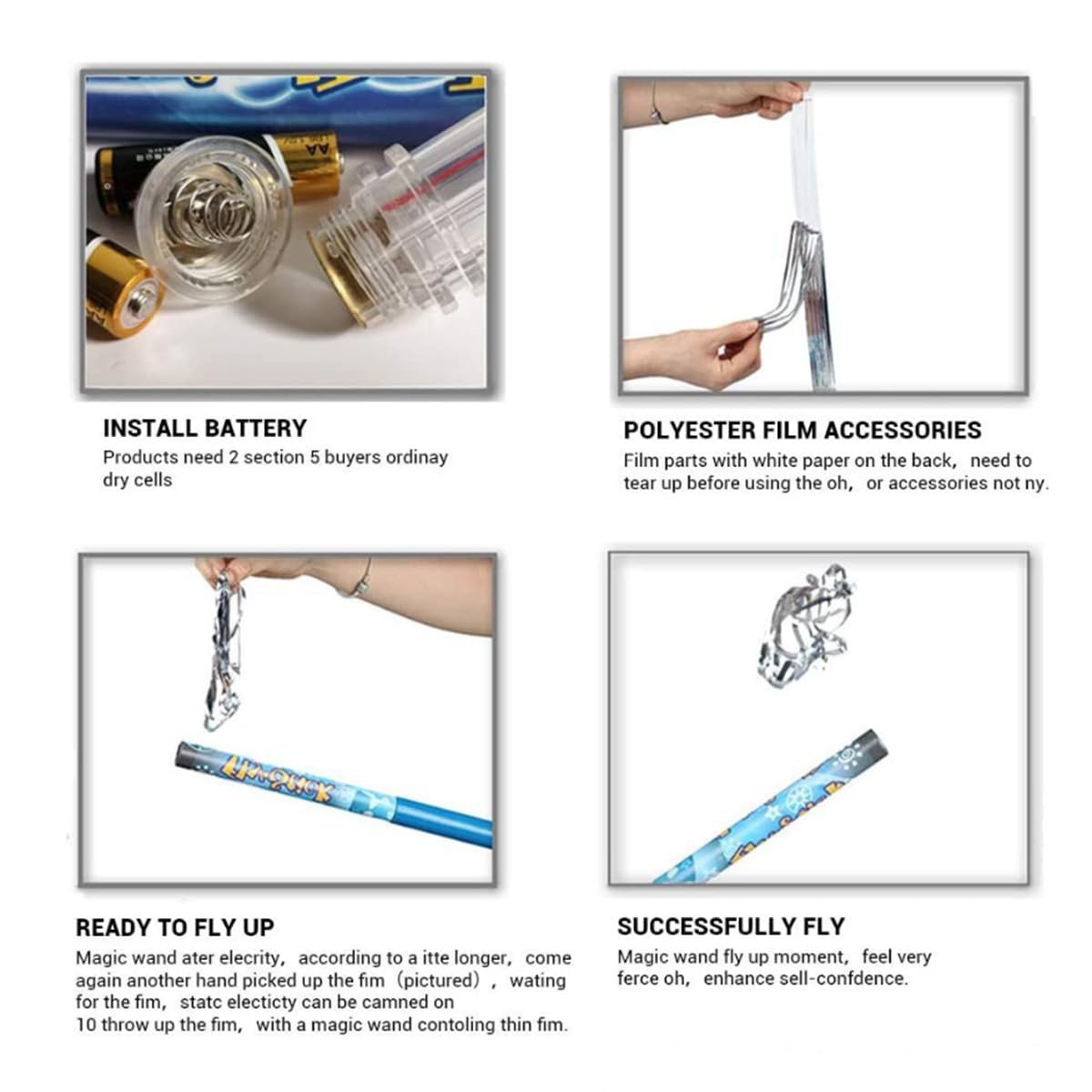 Tsiodot Science Fun Flying Stick Magic Blue Static Stick 10 Flying Shapes Suspension Stick Learning Toys