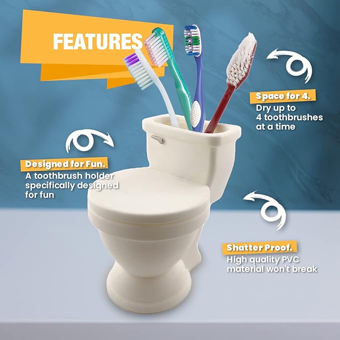 Silly Toilet-Shaped Toothbrush Holder – Fun Bathroom Organizer for Kids, Holds 4 Toothbrushes, Hilarious and Functional