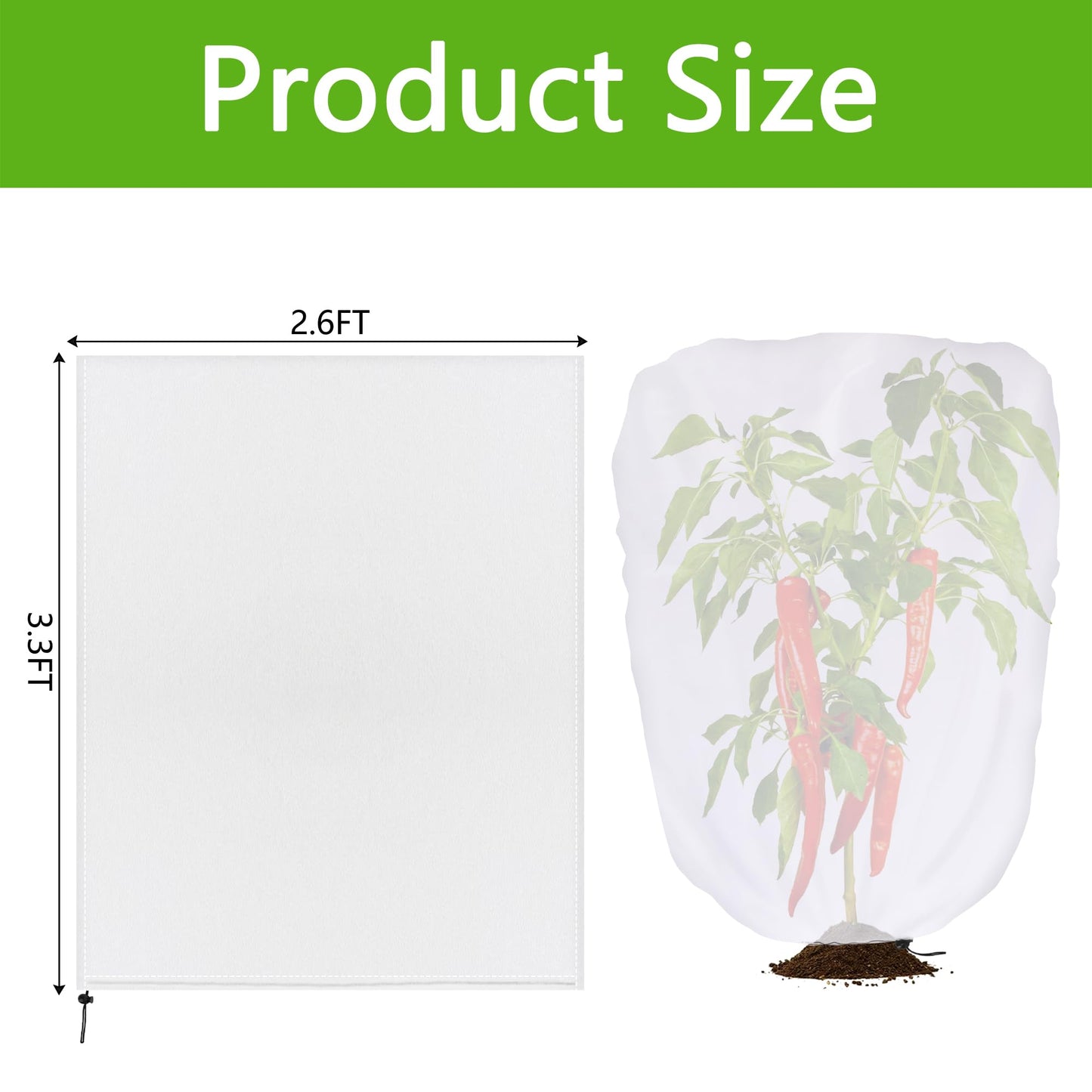 DECOHS 2 Pcs Garden Plant Shade Cover with Drawstring, 3.3 x 2.6 Ft Garden Shade Sun Protection Plant Covers, White Light Refraction Fruit Tree Sunshade Cloth for Protect Plants from Direct Sunlight